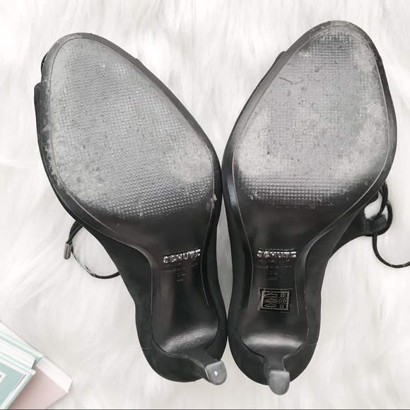 SCHUTZ Natalie Suede Lace Up Pump Black Bootie US7 - Picture 7 of 8